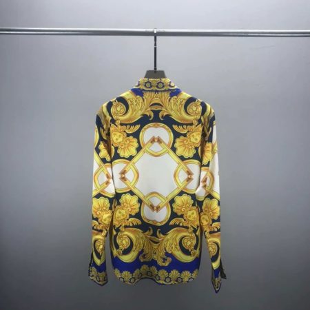 VERSACE BLUE AND GOLD PRINTED SHIRT