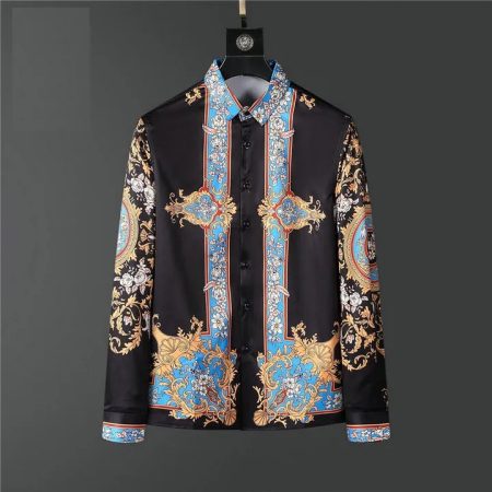 VERSACE MEDOUS BLUE PRINT SLEEVED SHIRT