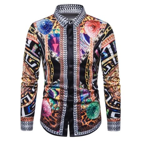 VERSACE MEDOUS MULTI PRINTED SLEEVED SHIRT